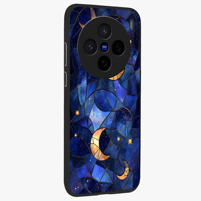 Starlit Sky Tapestry Glass Case upright view showcasing elegant starry sky artwork with cosmic decorative theme.