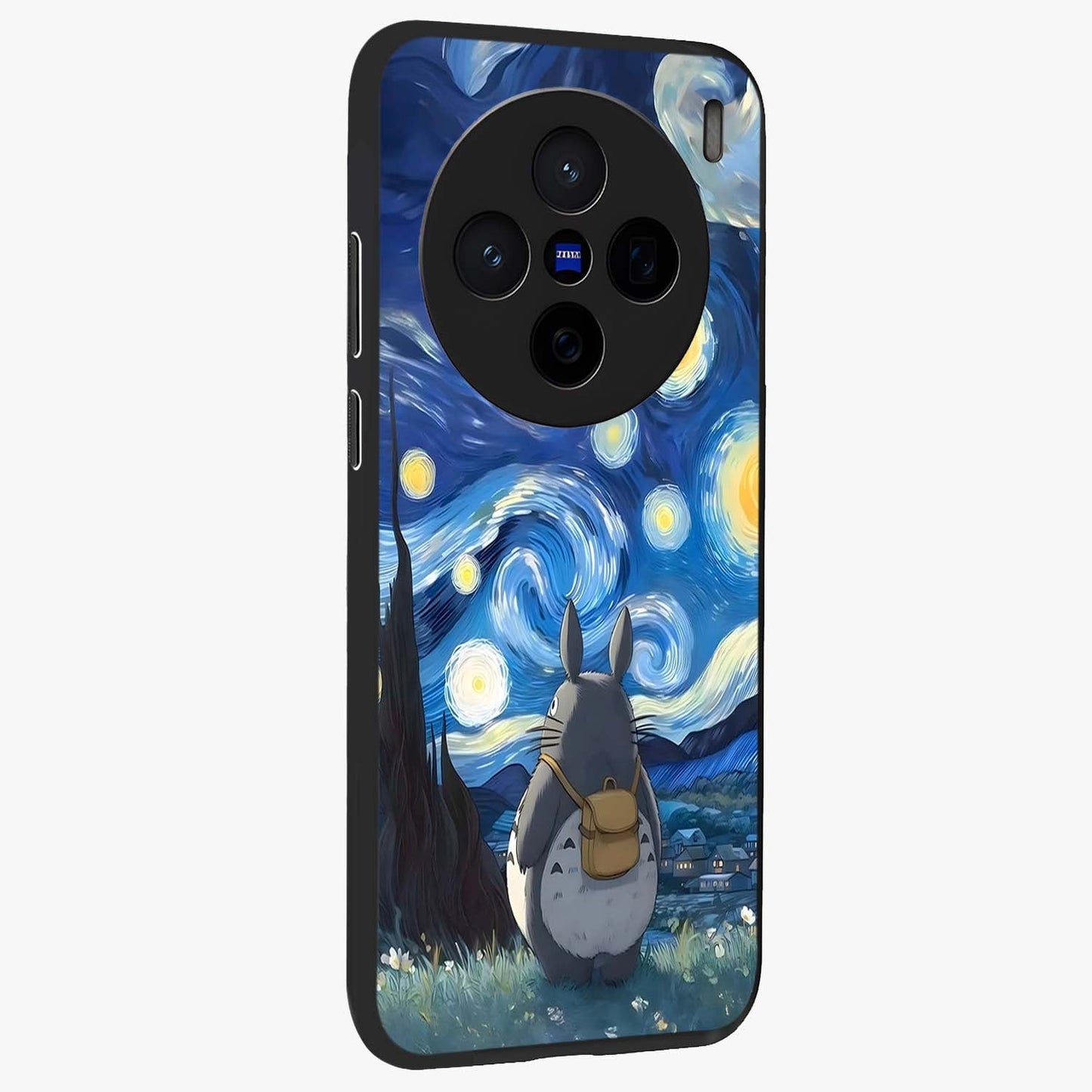 Totoro In Van Gogh Art Glass Case upright view showcasing creative character artwork with painterly artistic theme.