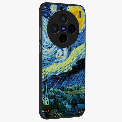 Van Gogh Art Glass Case upright view showcasing expressive painting style artwork with timeless artistic theme.