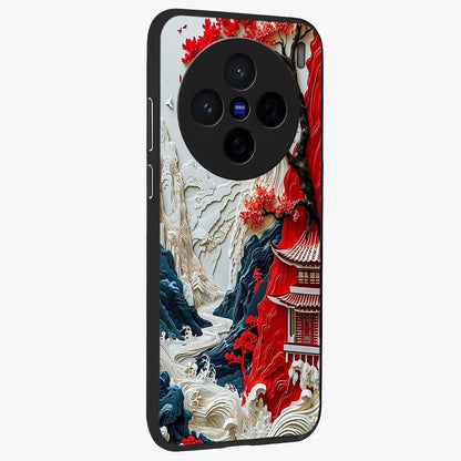 Whispers Of Sakura Waves Glass Case upright view showcasing delicate cherry blossom artwork with elegant nature theme.