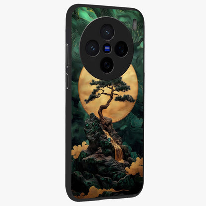Zen Moon Rise Glass Case upright view showcasing serene moon artwork with tranquil night theme.