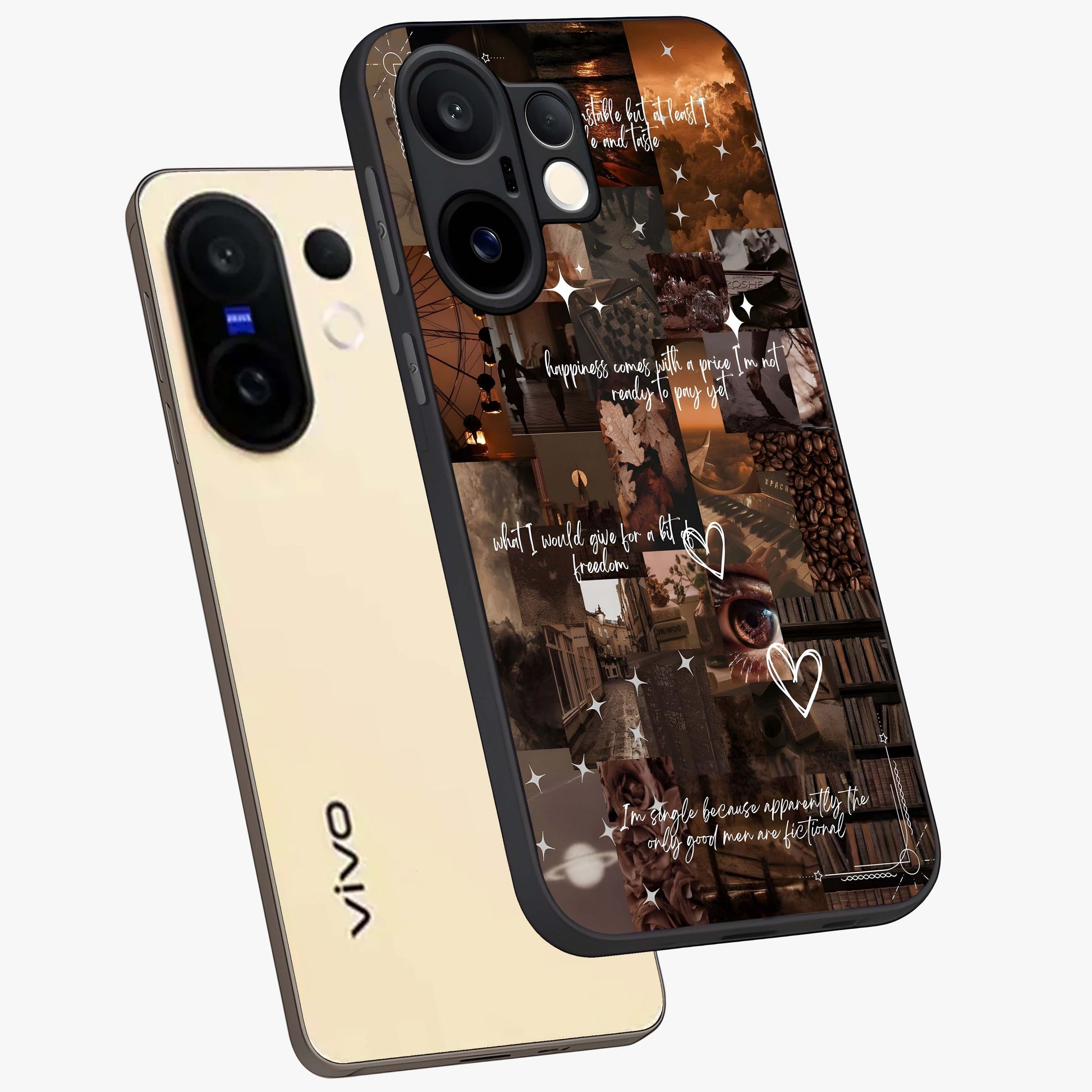 Bittersweet Aesthetic Chaos Glass Case displayed in angled mockup highlighting expressive abstract artwork and edgy aesthetic theme.