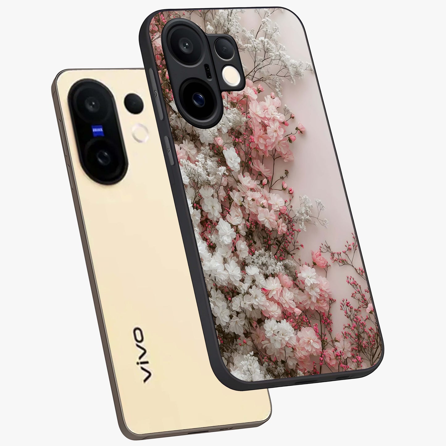 Blush Blossom Cloud Glass Case displayed in angled mockup highlighting soft cloud and blossom design with pastel aesthetic.