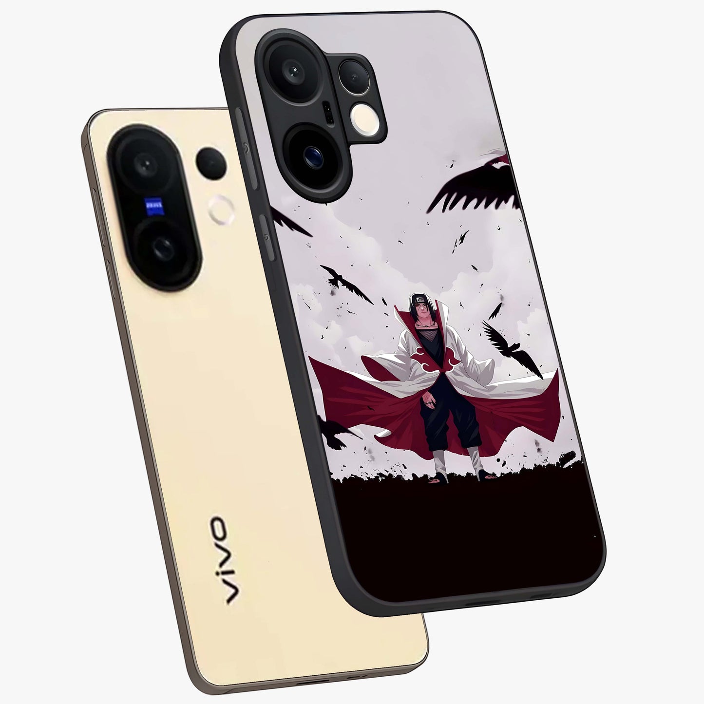 Crimson Crow Ascension Glass Case displayed in angled mockup highlighting powerful crow illustration with dark crimson aesthetic.