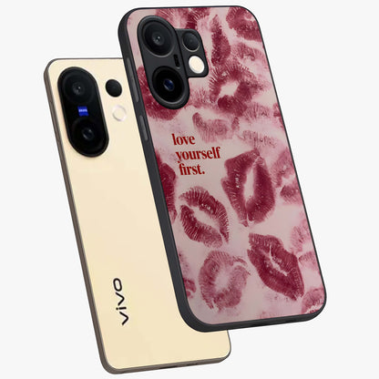 Crimson Kiss Love Glass Case displayed in angled mockup highlighting bold love inspired design with modern aesthetic style.