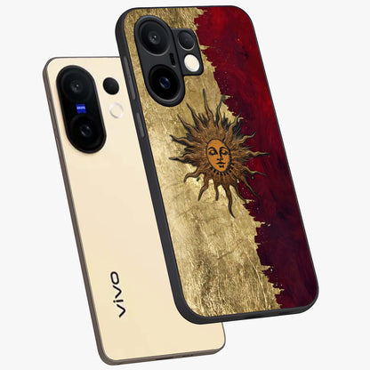 Crimson Sun Majesty Glass Case displayed in angled mockup highlighting majestic crimson sun design with bold aesthetic style.