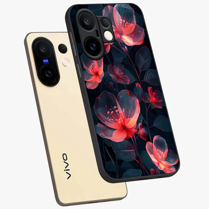 Dark Shade of Flower Glass Case displayed in angled mockup highlighting moody floral illustration with aesthetic dark tones.