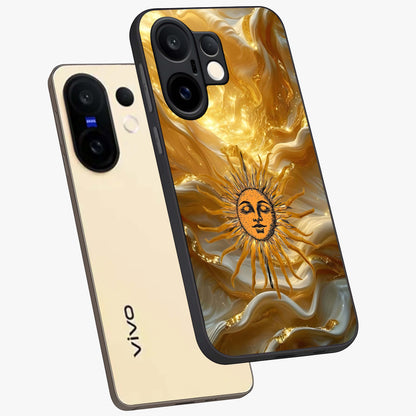 Eternal Golden Glow Glass Case displayed in angled mockup highlighting glowing golden aesthetic design with elegant style.