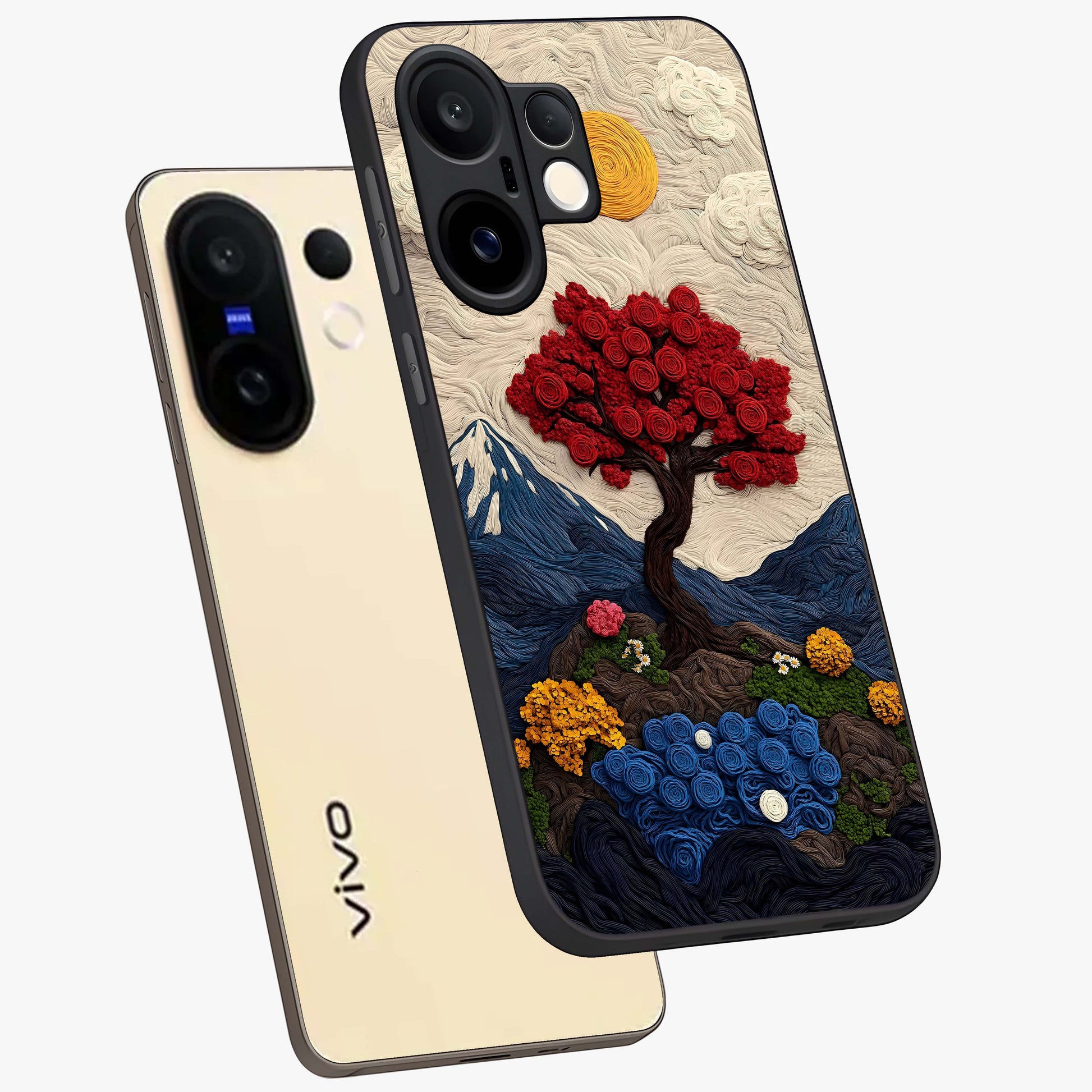 Eternal Nature Tapestry Glass Case displayed in angled mockup highlighting detailed botanical pattern with artistic aesthetic.