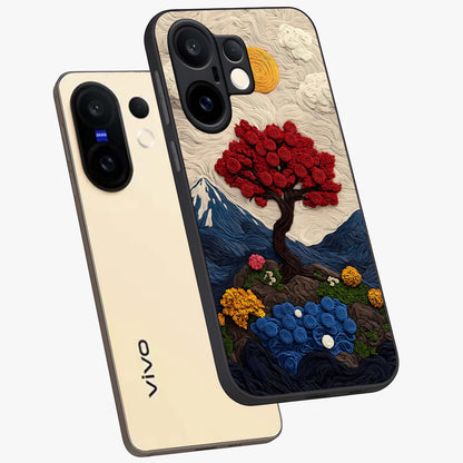 Eternal Nature Tapestry Glass Case displayed in angled mockup highlighting detailed botanical pattern with artistic aesthetic.