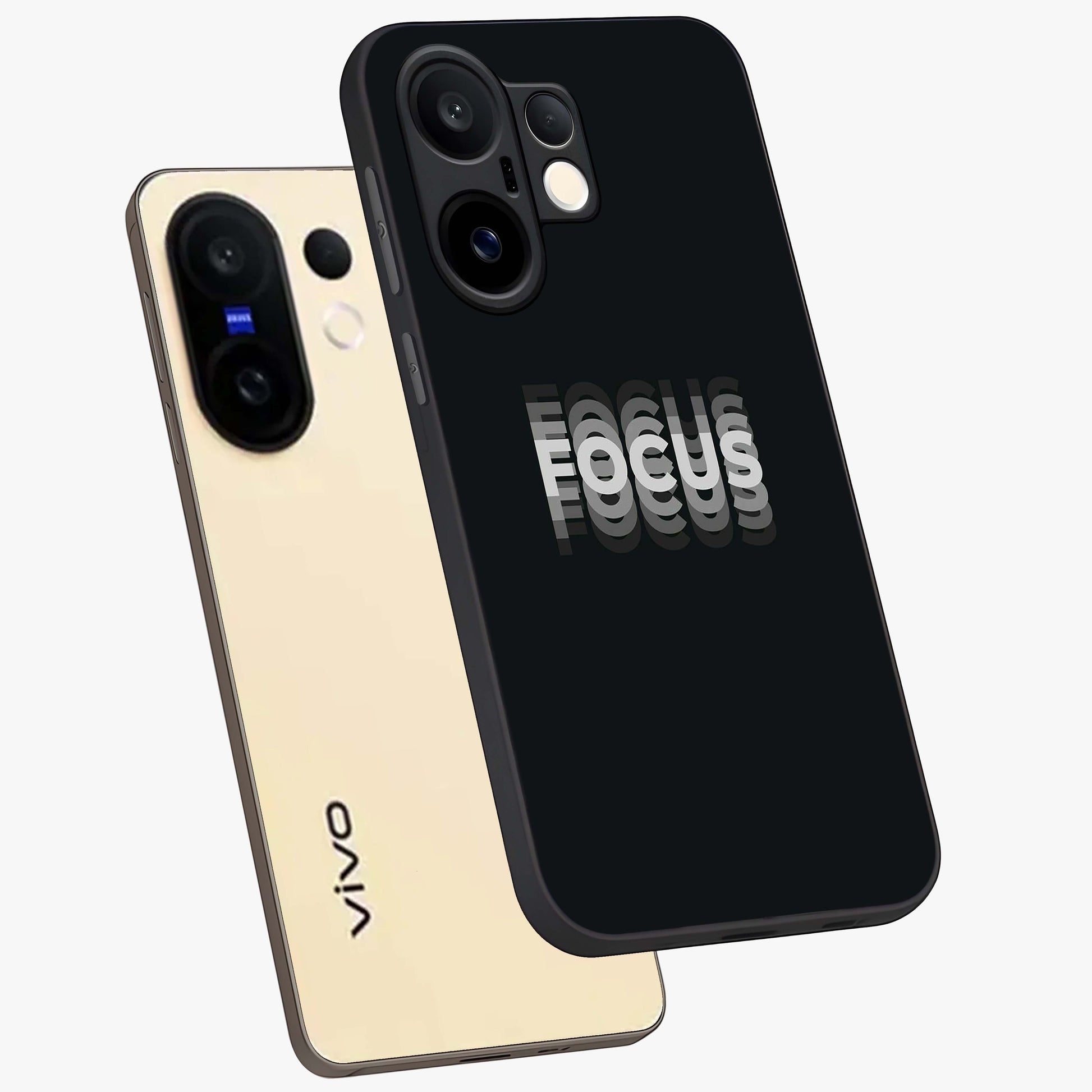 Focus Mode On Glass Case displayed in angled mockup highlighting clean minimal text artwork with modern aesthetic style.