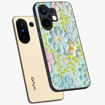 Frosted Petal Garden Glass Case displayed in angled mockup highlighting delicate flower petal design with calm garden aesthetic.