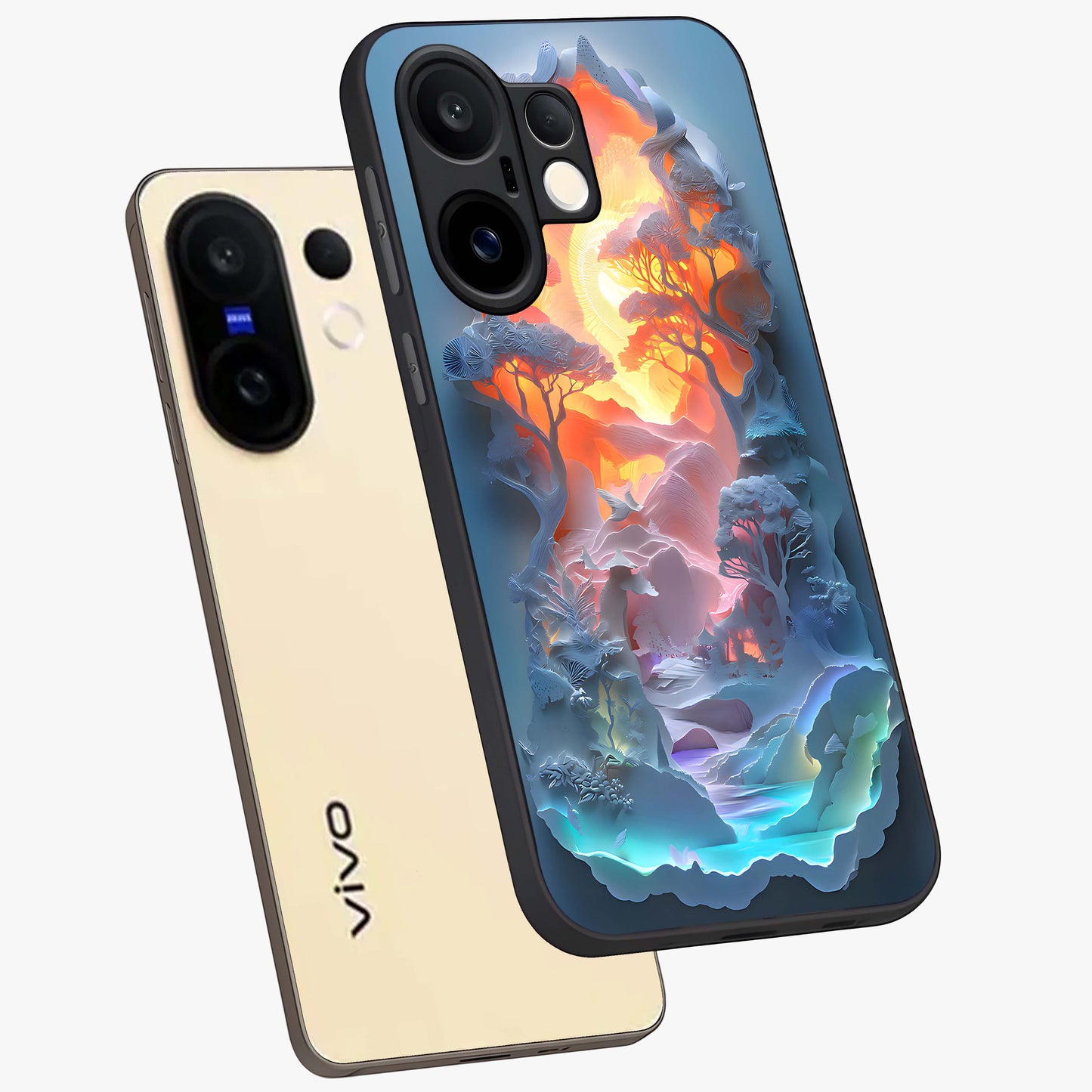 Glow Forest Portal Glass Case displayed in angled mockup highlighting mystical forest design with magical glowing aesthetic.