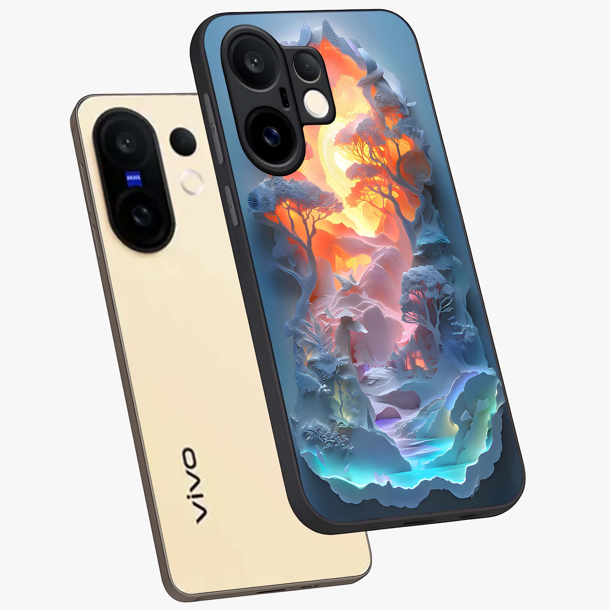 Glow Forest Portal Glass Case displayed in angled mockup highlighting mystical forest design with magical glowing aesthetic.