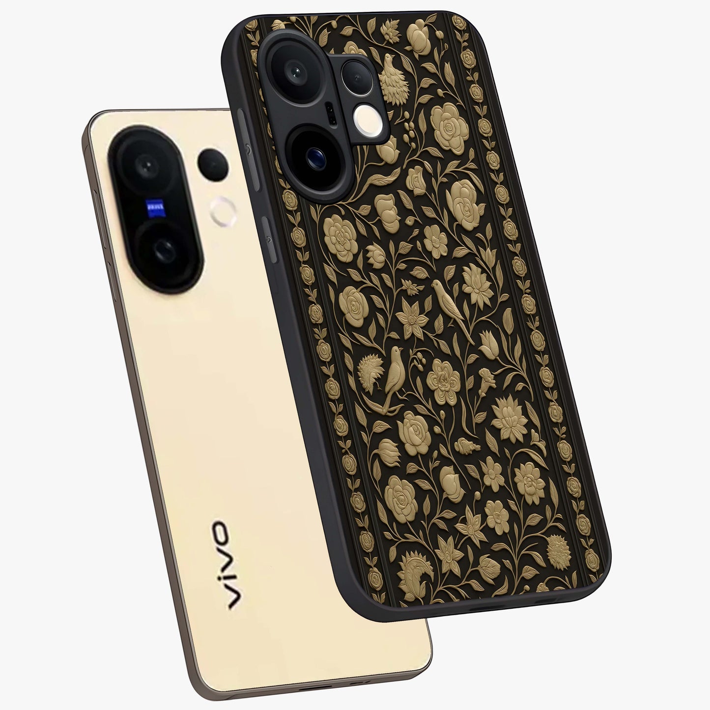 Golden Evil Eye Mandala Glass Case displayed in angled mockup highlighting protective evil eye symbol with golden mandala design.