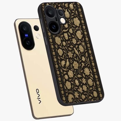 Golden Evil Eye Mandala Glass Case displayed in angled mockup highlighting protective evil eye symbol with golden mandala design.