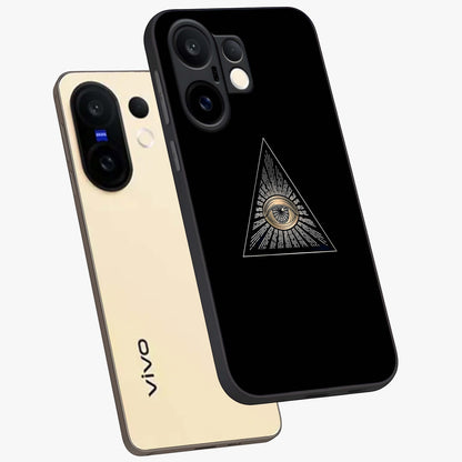 Illuminati Evil Glass Case displayed in angled mockup highlighting dark occult inspired design with bold aesthetic style.