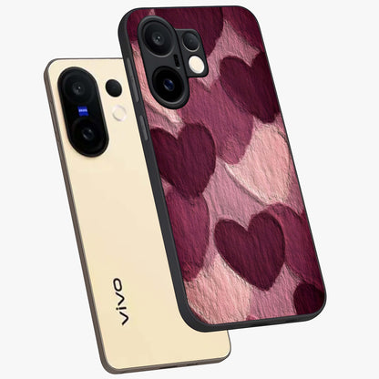 Layered Paper Hearts Glass Case displayed in angled mockup highlighting creative paper craft heart design with romantic aesthetic.