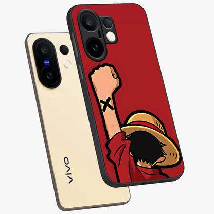 Luffy X Spirit Glass Case displayed in angled mockup highlighting powerful anime design with energetic action aesthetic.