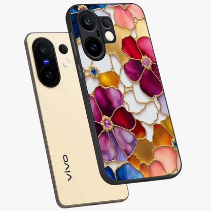 Marble Flower Pattern Glass Case displayed in angled mockup highlighting elegant marble floral design with modern aesthetic.