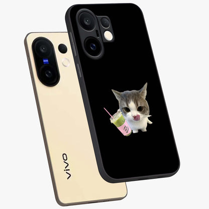 Matcha Cat Style Glass Case displayed in angled mockup highlighting playful feline design with pastel matcha aesthetic.