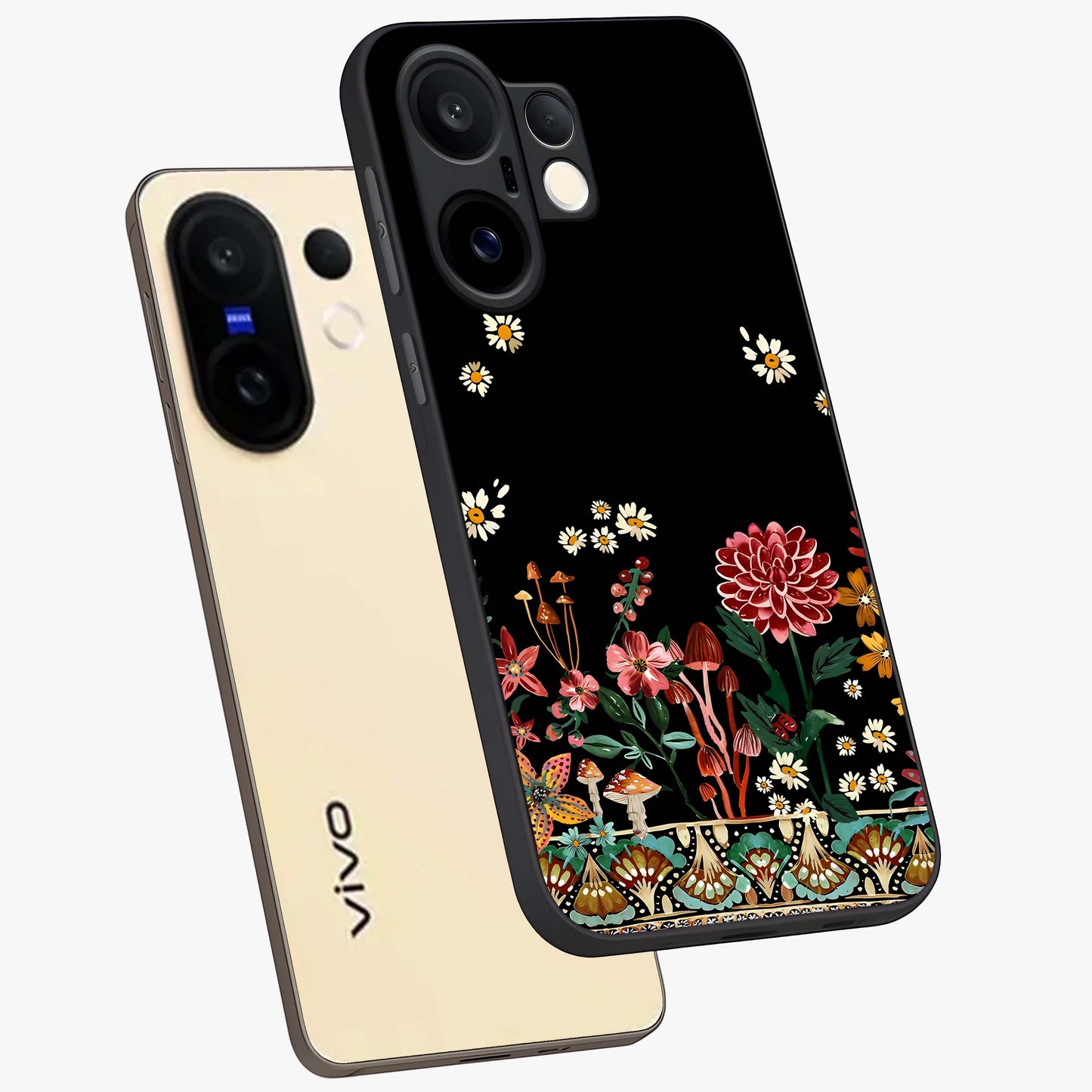 Midnight Bloom Pattern Glass Case displayed in angled mockup highlighting elegant flower design with midnight aesthetic style.