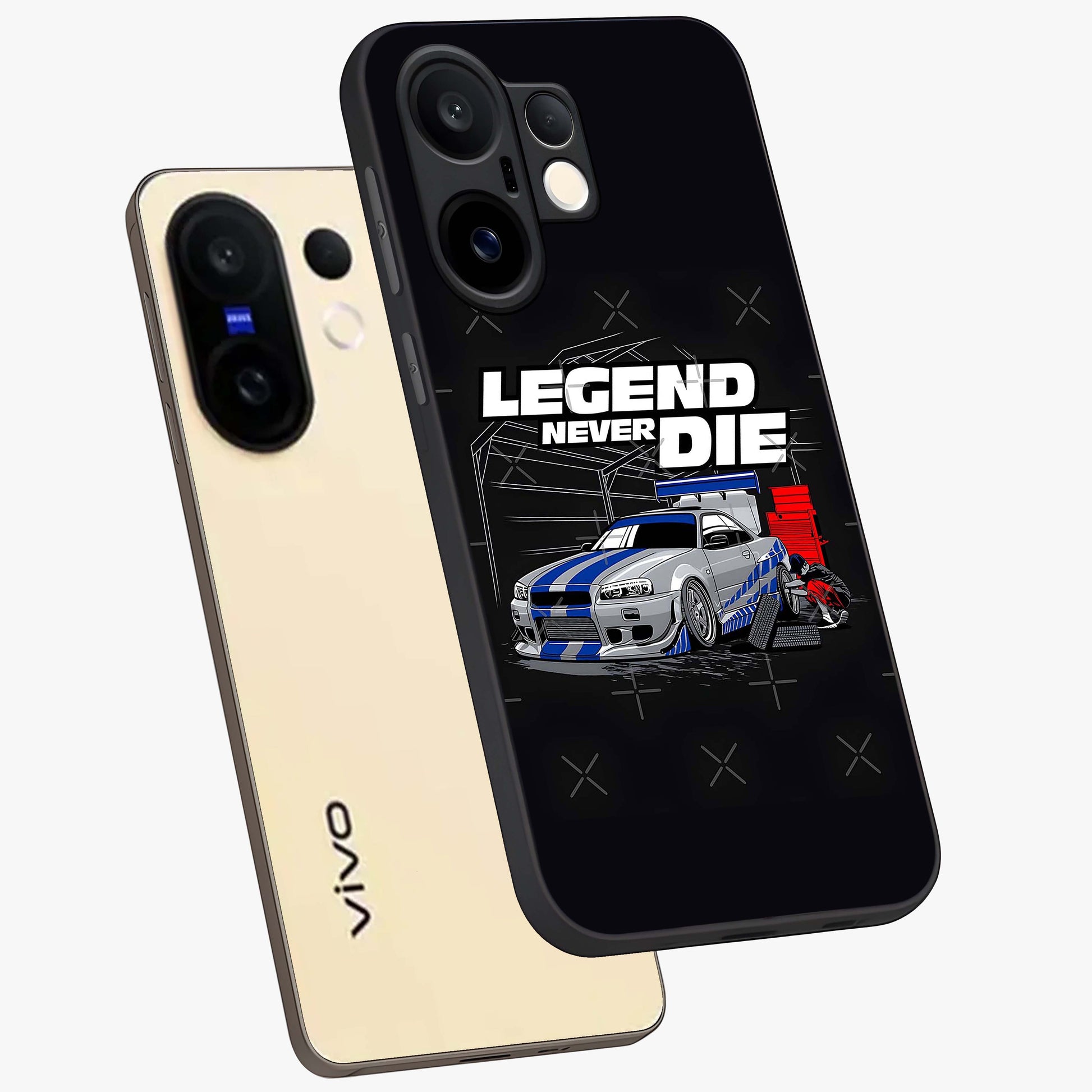 Midnight Racing Legacy Glass Case displayed in angled mockup highlighting dynamic automotive design with bold midnight aesthetic.