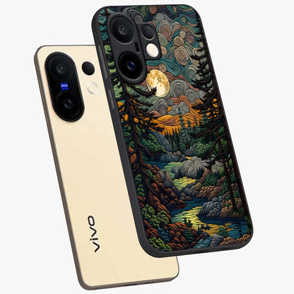 Moonlight Forest Dream Glass Case displayed in angled mockup highlighting dreamy forest design with glowing moon aesthetic.