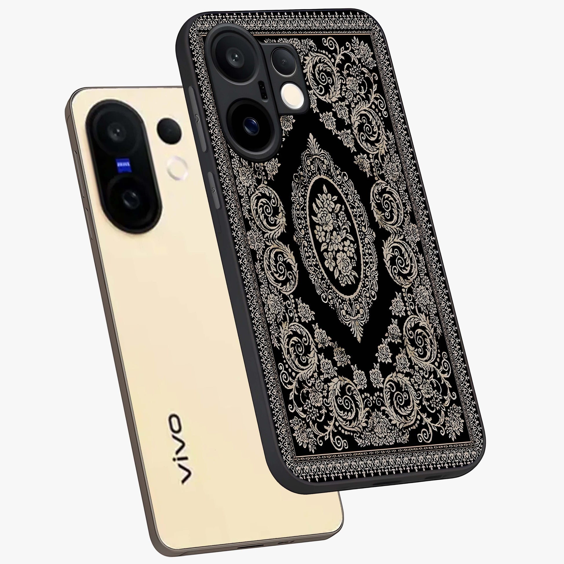Noir Bloom Elegance Glass Case displayed in angled mockup highlighting refined flower design with stylish noir aesthetic.