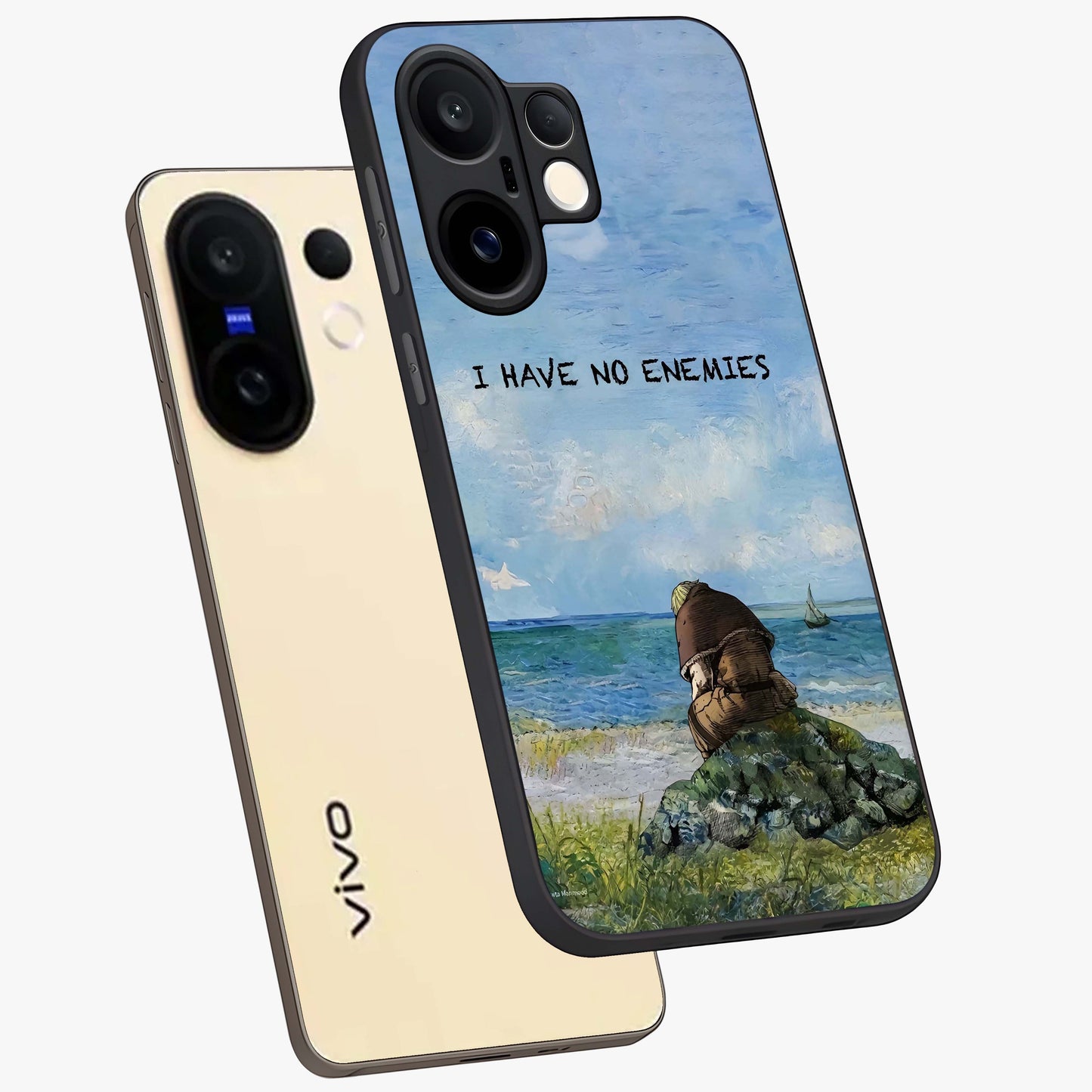Peace Beyond War Glass Case displayed in angled mockup highlighting meaningful message design with artistic aesthetic style.