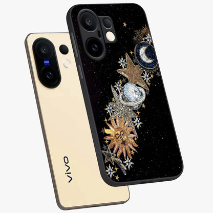 Pearls Universe Object Glass Case displayed in angled mockup highlighting celestial pearl design with dreamy aesthetic.