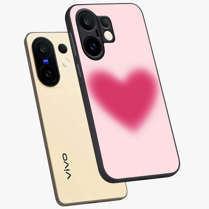Pink Aura Heart Glass Case displayed in angled mockup highlighting vibrant pink heart design with dreamy aura aesthetic.