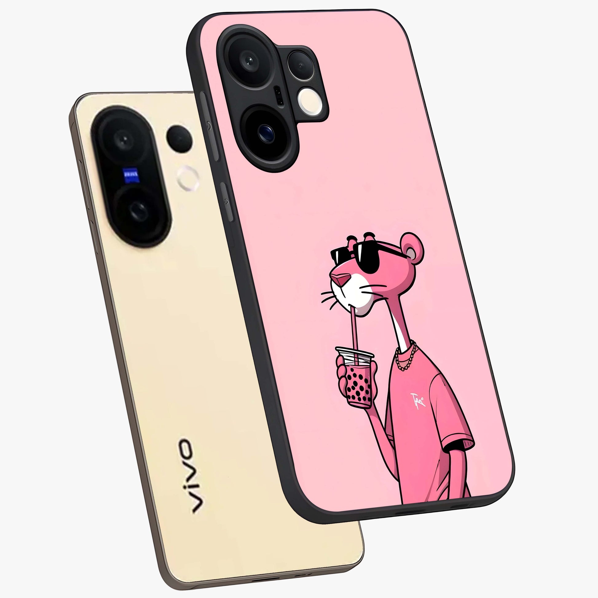 Pink Panther Glass Case displayed in angled mockup highlighting playful cartoon character design with vibrant pink aesthetic.