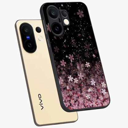 Small Starry Flowers Glass Case displayed in angled mockup highlighting tiny flower pattern with celestial aesthetic style.