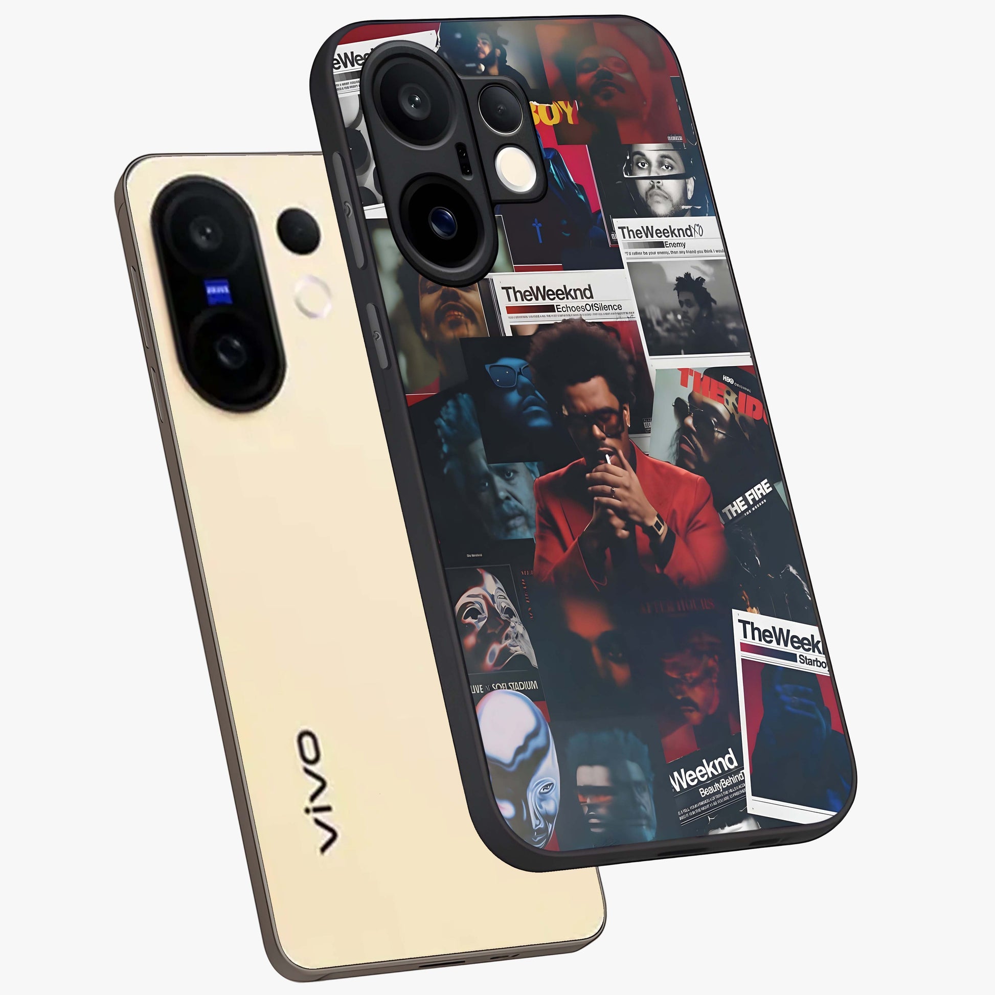 The Weeknd Glass Case displayed in angled mockup highlighting stylish pop culture inspired design with modern aesthetic.