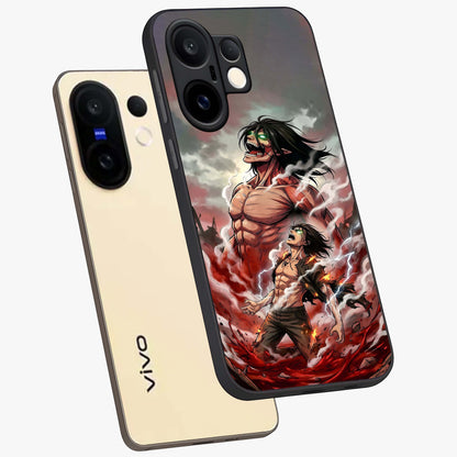 Titan Awakening Fury Glass Case displayed in angled mockup highlighting dramatic giant warrior design with bold anime aesthetic.