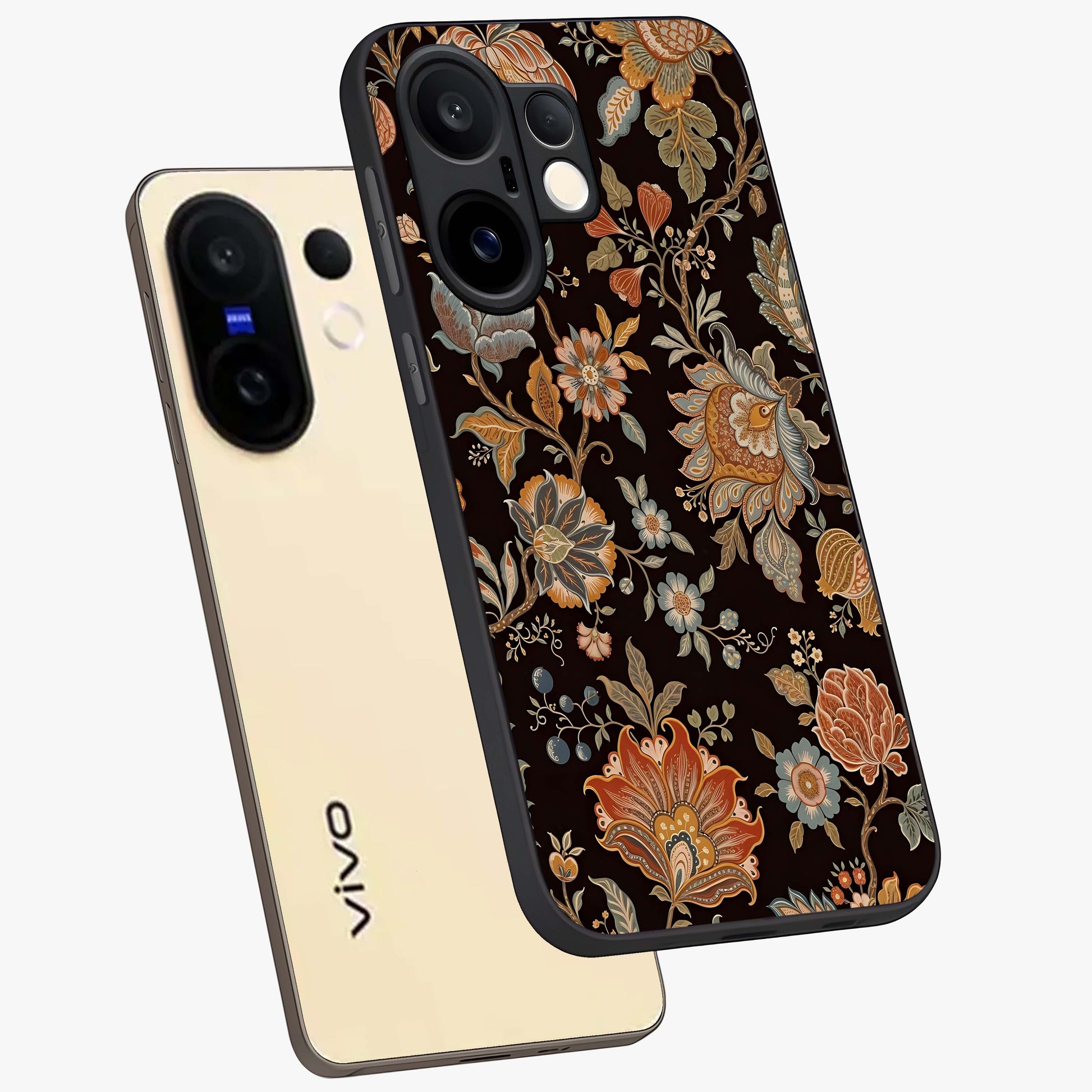 Vintage Floral Dream Glass Case displayed in angled mockup highlighting elegant vintage flower design with soft aesthetic style.