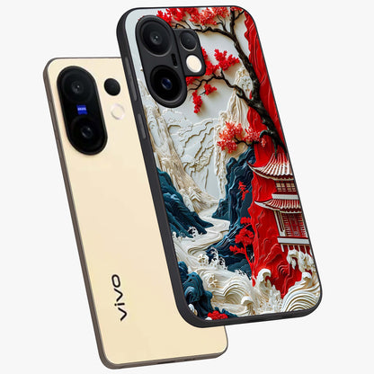 Whispers Of Sakura Waves Glass Case displayed in angled mockup highlighting flowing sakura design with soft floral aesthetic.