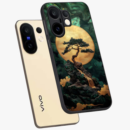 Zen Moon Rise Glass Case displayed in angled mockup highlighting peaceful lunar design with zen aesthetic style.