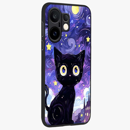 Abstract Cat Art Glass Case upright view showcasing creative feline illustration and aesthetic artistic style.