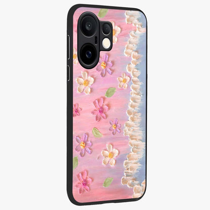 Dreamy Painted Garden Glass Case upright view showcasing vibrant floral garden artwork with artistic nature theme.