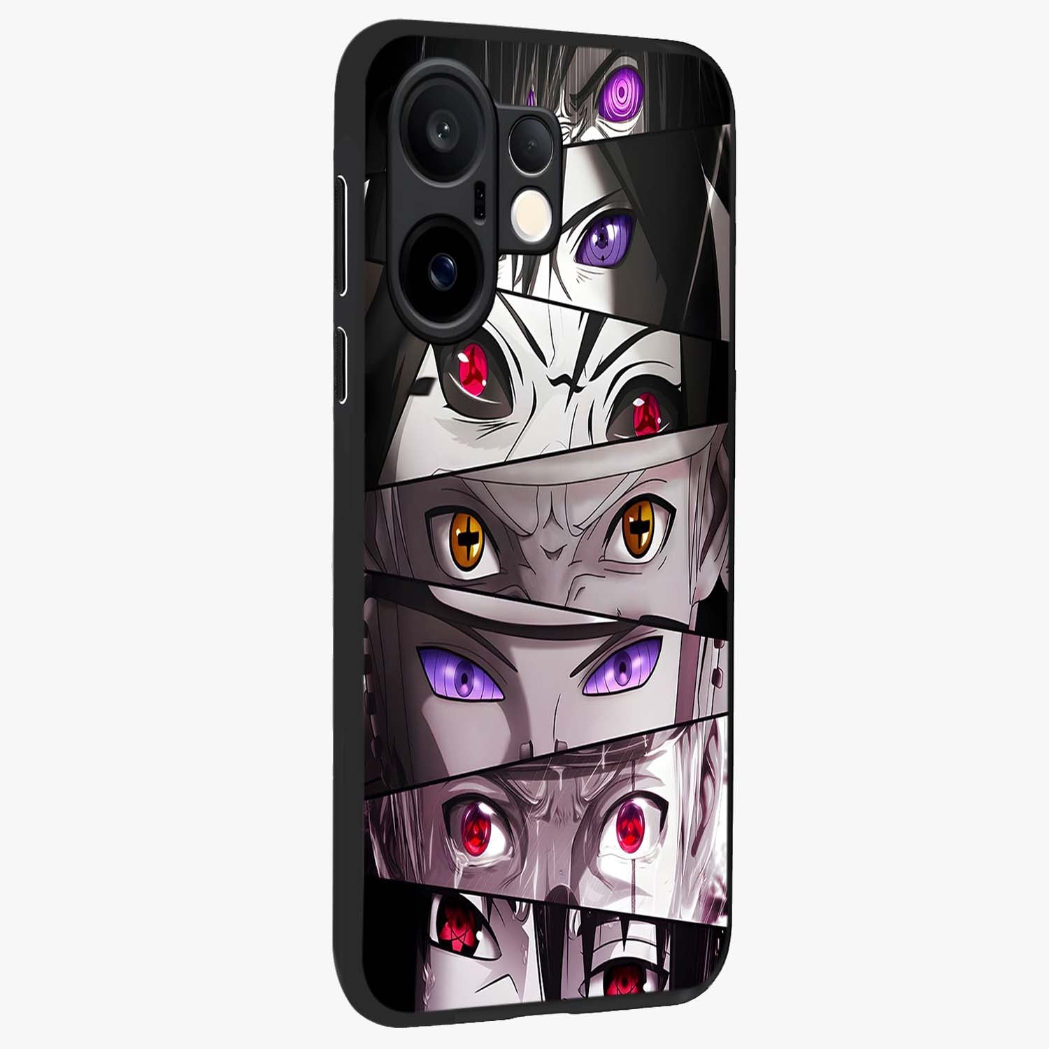 Eyes of Destiny Glass Case upright view showcasing symbolic eye artwork with dramatic artistic theme.