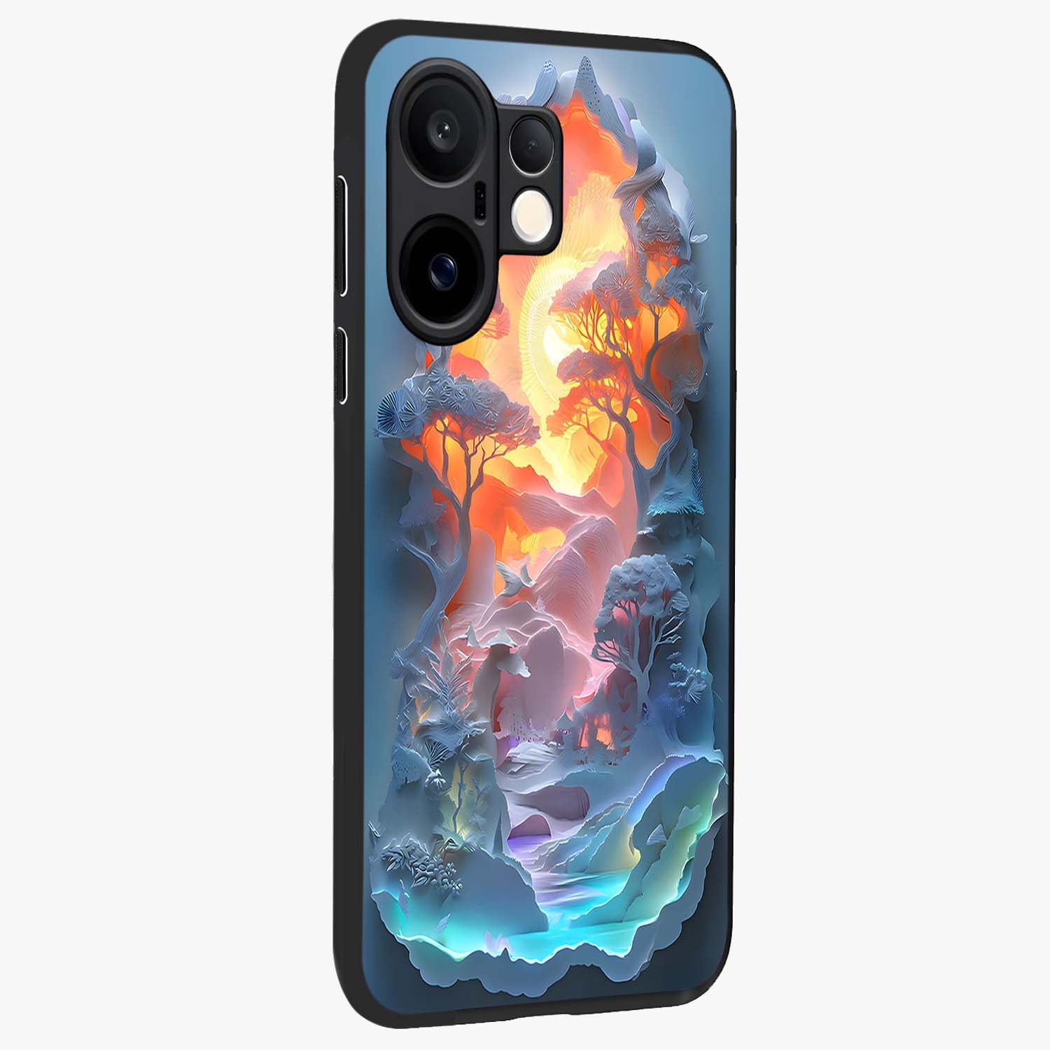 Glow Forest Portal Glass Case upright view showcasing enchanted forest portal artwork with fantasy nature theme.
