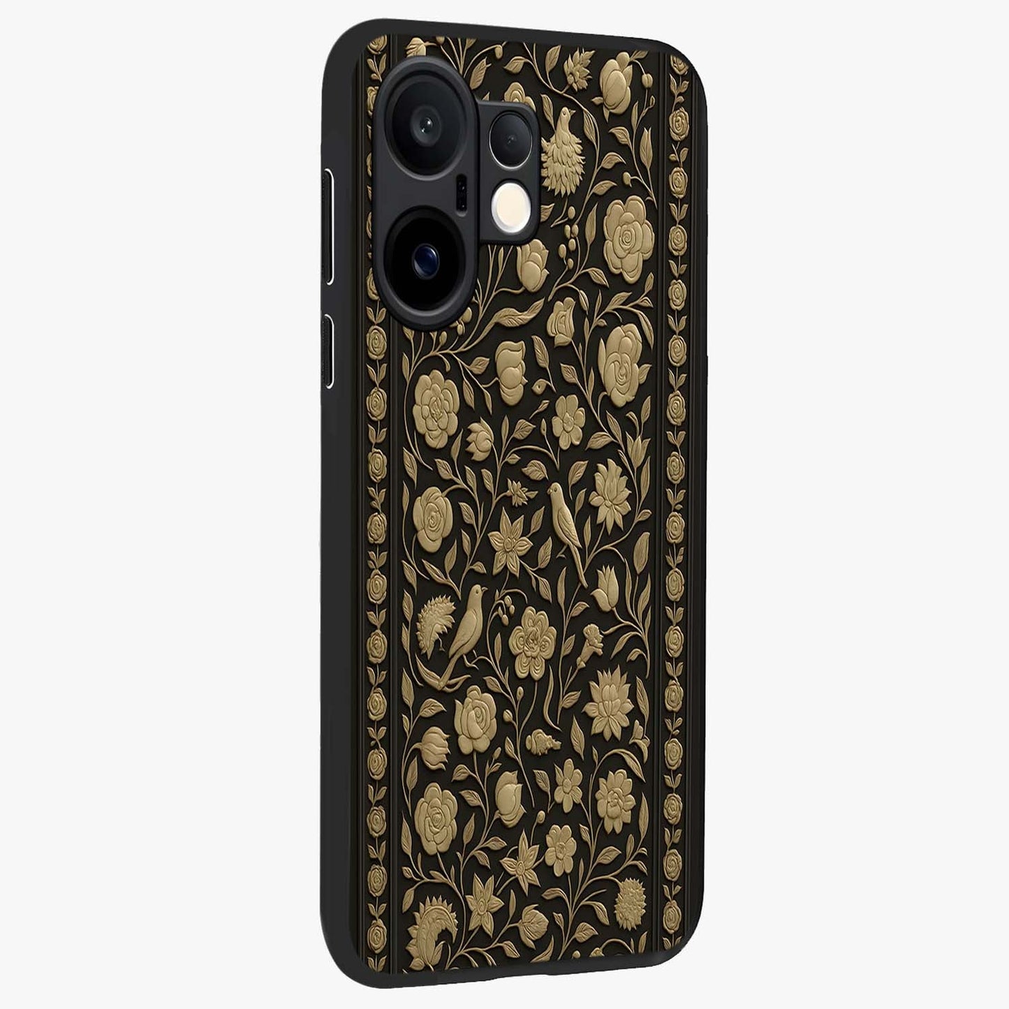 Golden Evil Eye Mandala Glass Case upright view showcasing decorative evil eye mandala artwork with spiritual aesthetic style.