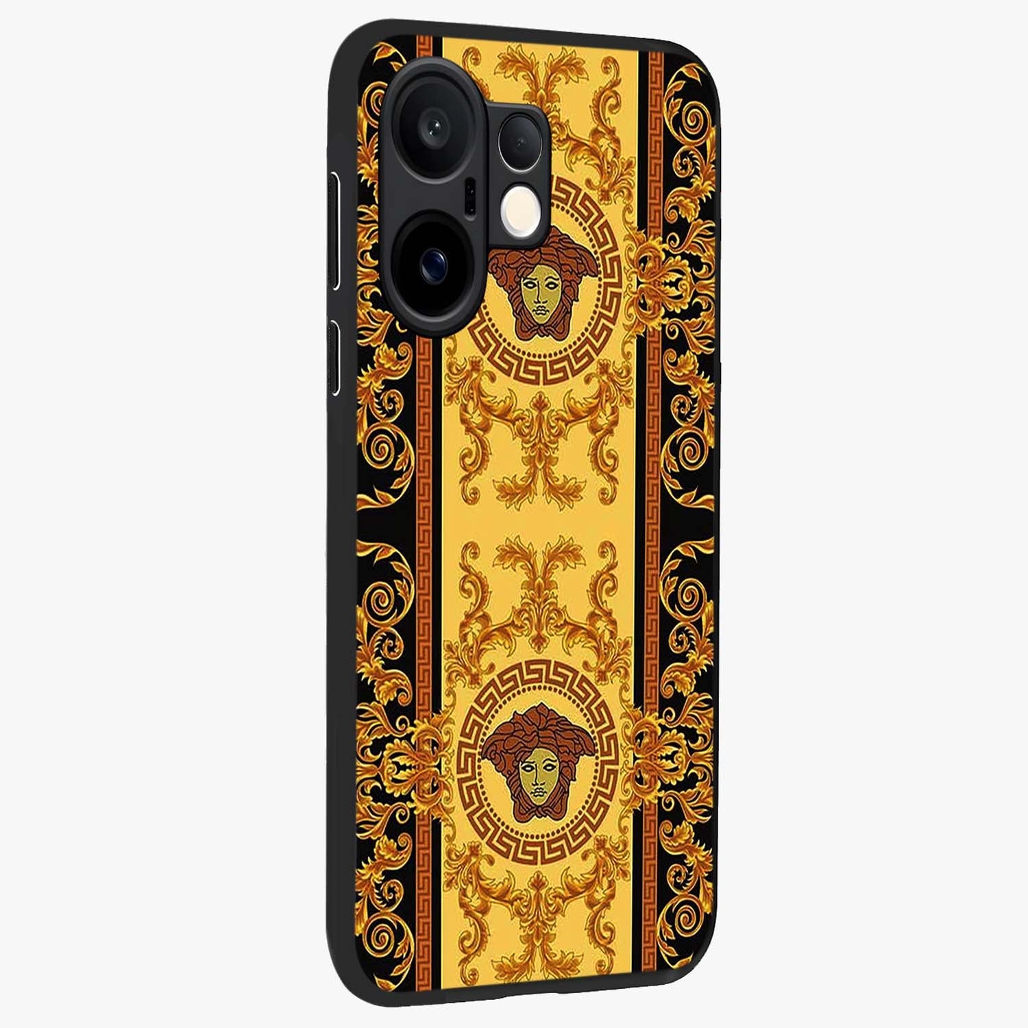 Golden Lotus Glow Glass Case upright view showcasing luminous lotus artwork with peaceful divine theme.