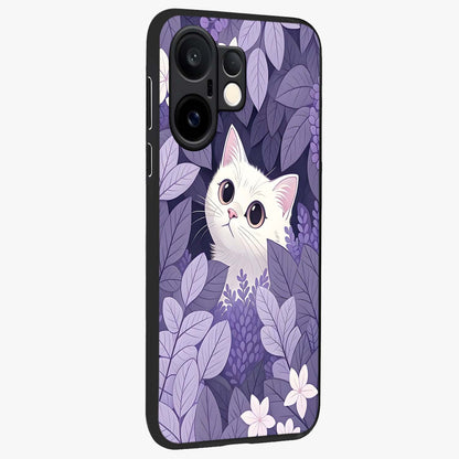 Lilac Hide Peek Cat Glass Case upright view showcasing charming cat artwork with adorable peek theme.
