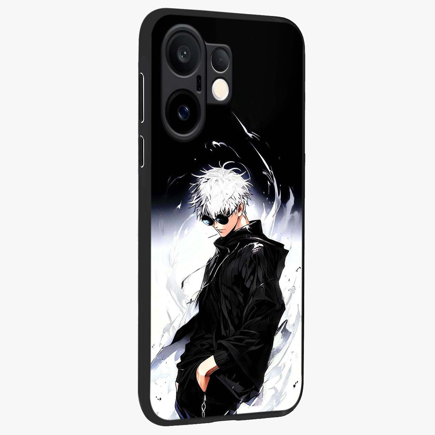 Limitless Shadow King Glass Case upright view showcasing bold shadow warrior artwork with epic fantasy theme.
