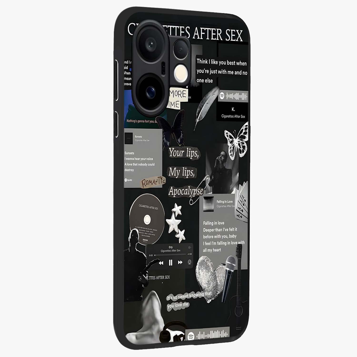 Midnight Love Echo Glass Case upright view showcasing expressive romantic artwork with dreamy midnight theme.