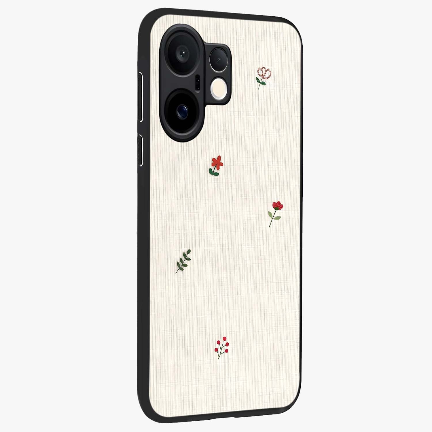 Minimalistic Blue With White Flower Pattern Glass Case upright view showcasing clean white flower artwork with calming blue theme.