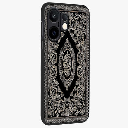 Noir Bloom Elegance Glass Case upright view showcasing graceful floral artwork with luxurious dark theme.